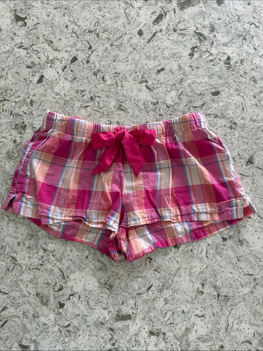 Old Navy Women’s Pink Plaid Lounge Shorts with Bow